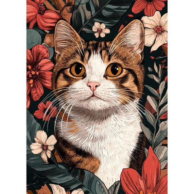 Diamond Painting-Mieze im Blütenrausch