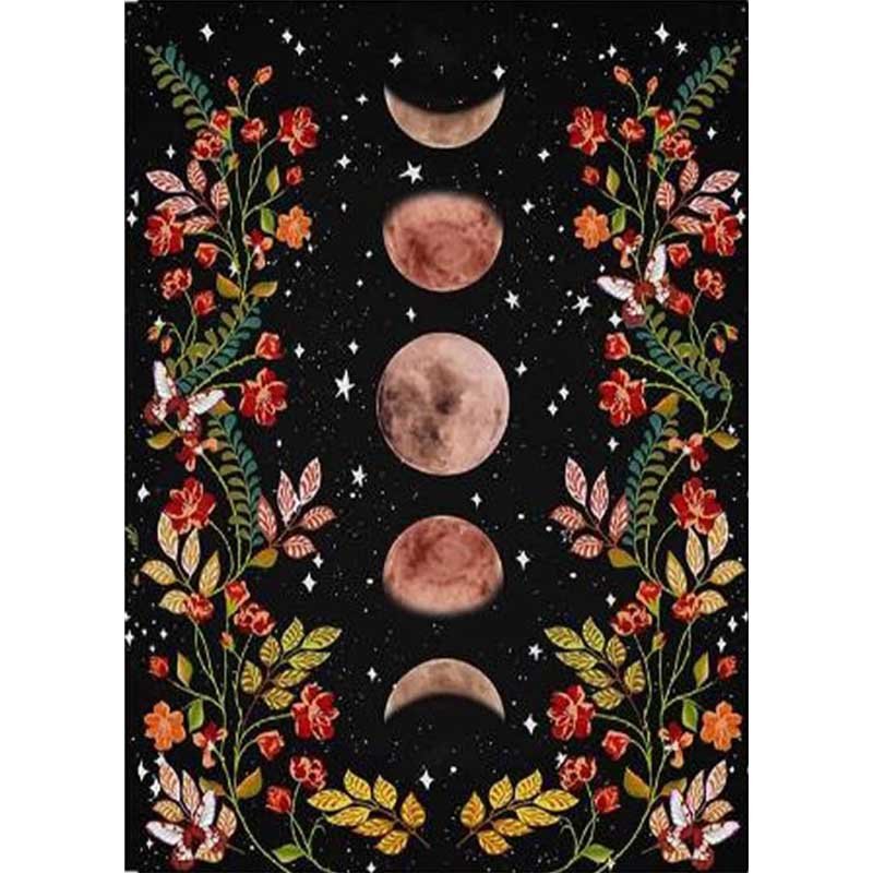 Diamond Painting-Mondphasen und Blüten