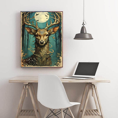 Diamond Painting-Mystischer Hirsch im Mondlich