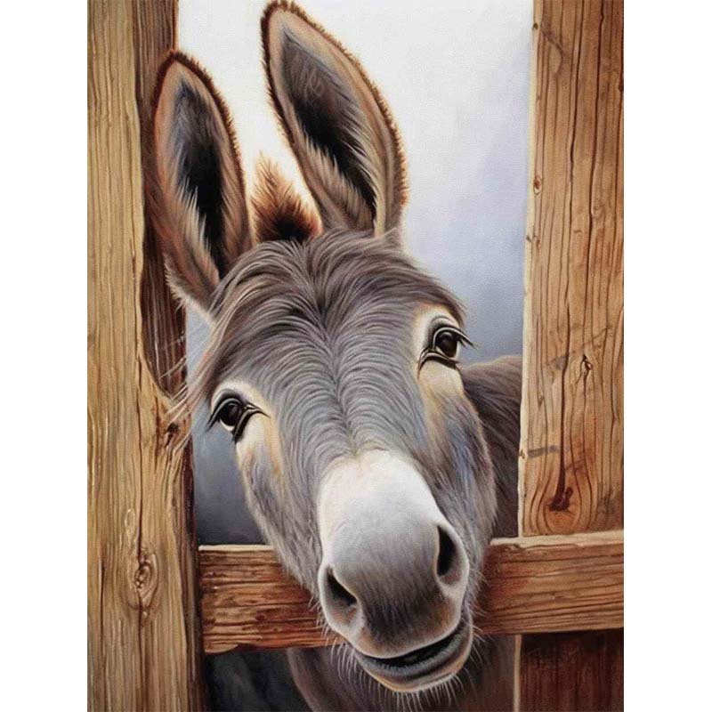 Diamond Painting-Neugieriger Eselkop