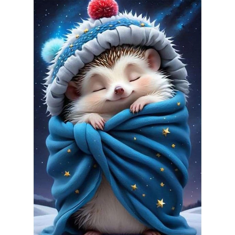 Diamond Painting-Niedlicher Igel im Winter