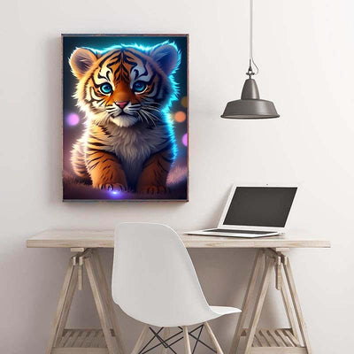 Diamond Painting-Niedliches Tigerjunges im Licht