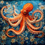 Diamond Painting-Oktopus im floralen Design