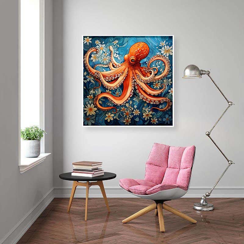 Diamond Painting-Oktopus im floralen Design