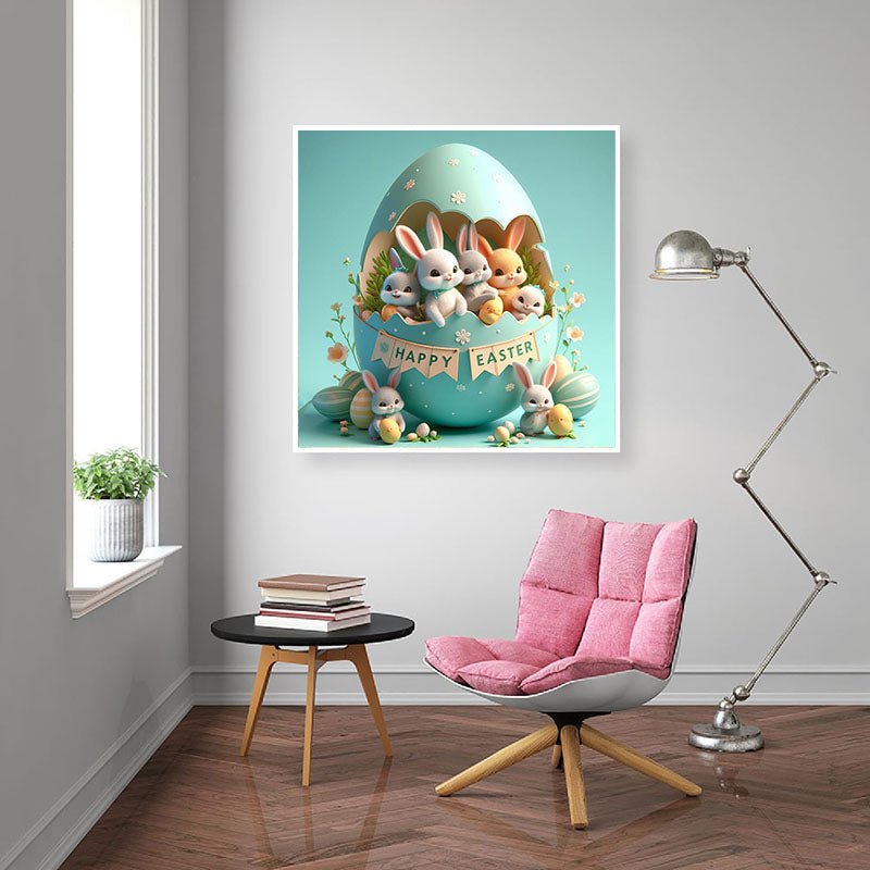 Diamond Painting-Osterhase mit Ostereiern