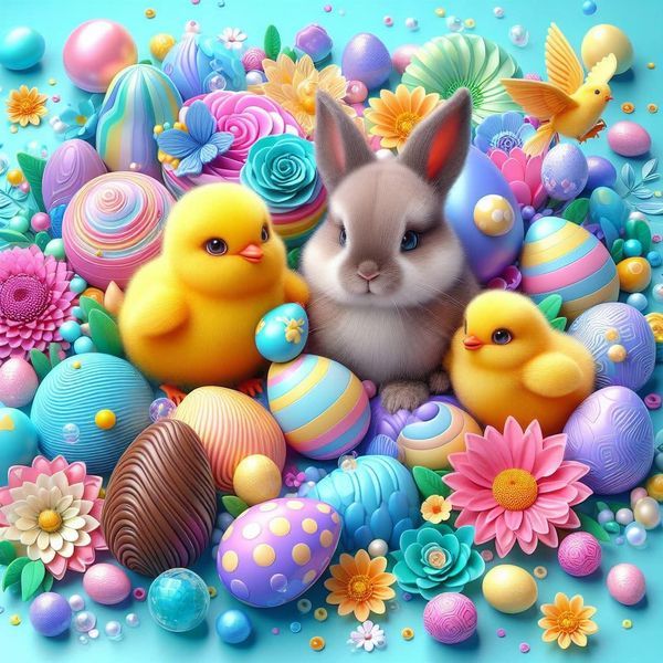 Diamond Painting - Osterhase und Ente - diamondspainting