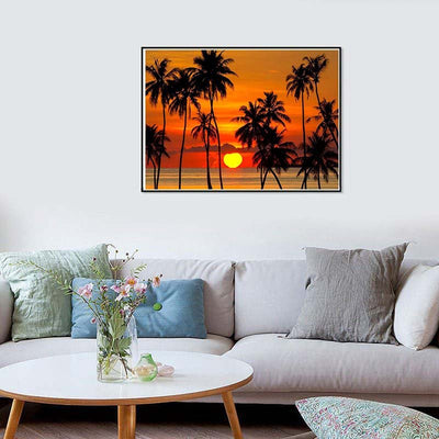 Diamond Painting-Palmen und Sonnenuntergang