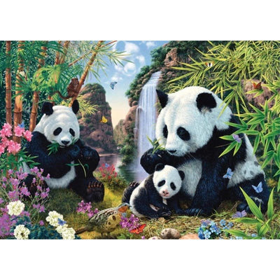 Diamond Painting-Panda-Familie im Bambuswald