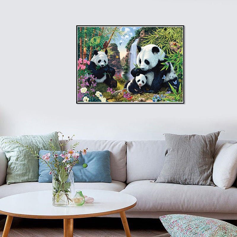 Diamond Painting-Panda-Familie im Bambuswald