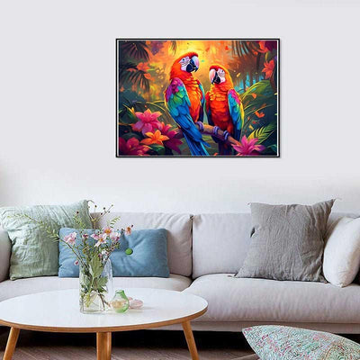 Diamond Painting-Papageienliebe