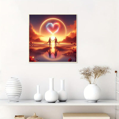 Diamond Painting-Pärchen bei Dämmerung