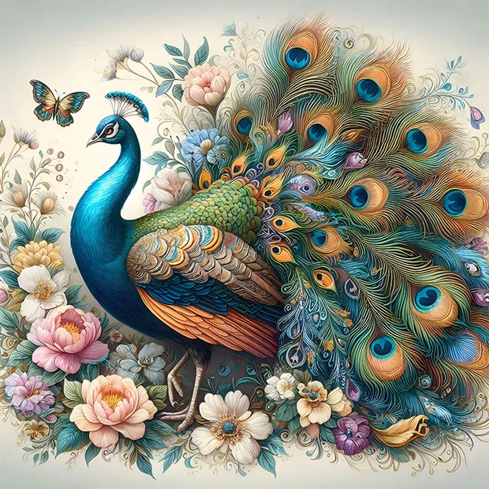 Diamond Painting - Pfau in voller Blüte - diamondspainting