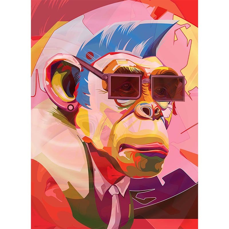 Diamond Painting- Pop-Art Affe mit Sonnenbrille
