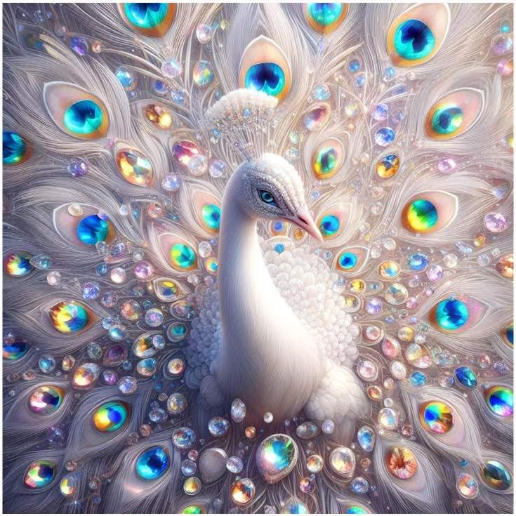 Diamond Painting-Prächtiger Pfau der Edelsteine