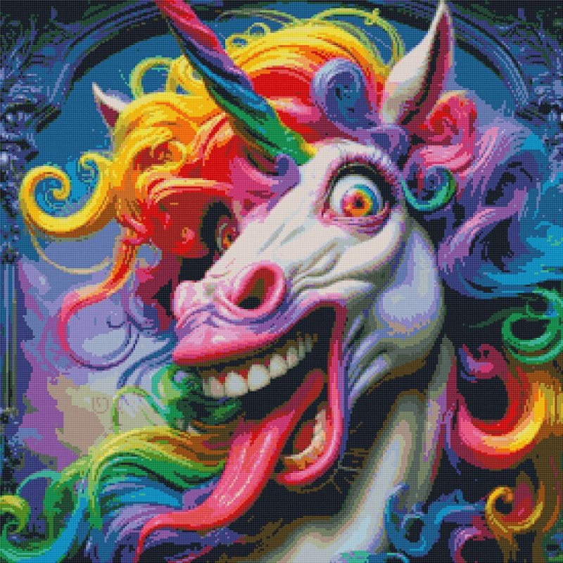 Diamond Painting-Psycho-Einhorn