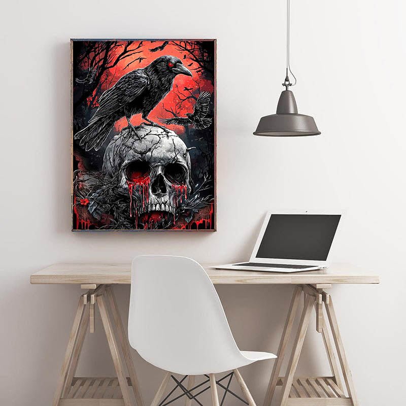 Diamond Painting-Rabe auf Schäde