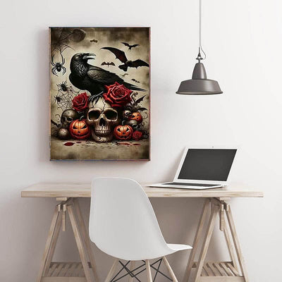 Diamond Painting-Rabe und Totenkopf