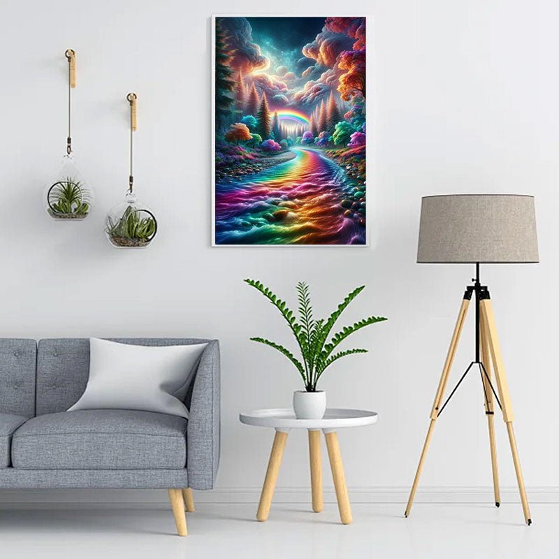 Diamond Painting-Regenbogen und Fluss