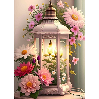 Diamond Painting-Romantische Laterne mit Blumen