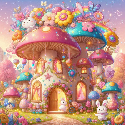 Diamond Painting-Rosa Pilzhäuschen - Jetzt bei diamondspainting kaufen