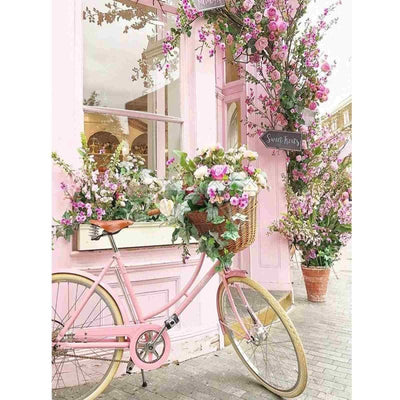Diamond Painting-Rosa Vintage Fahrrad mit Blumen
