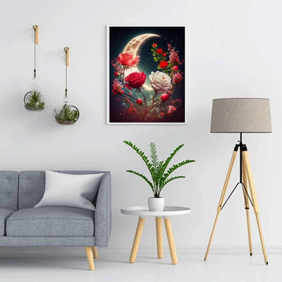 Diamond Painting-Rosen im Mondlicht