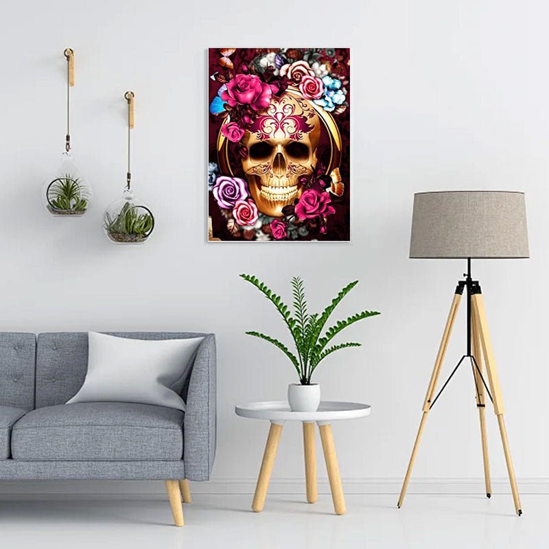 Diamond Painting-Rosen-Schädel
