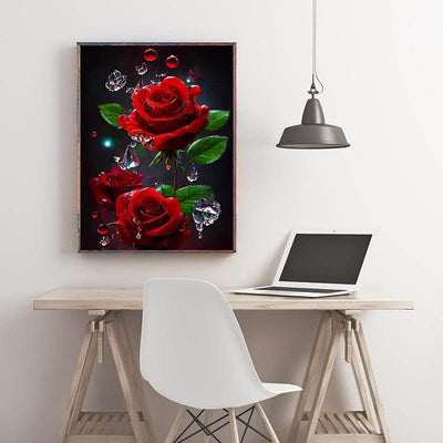 Diamond Painting-Rubinrote Rosen