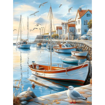 Diamond Painting-Ruhiger Küstenhafen