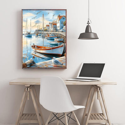 Diamond Painting-Ruhiger Küstenhafen