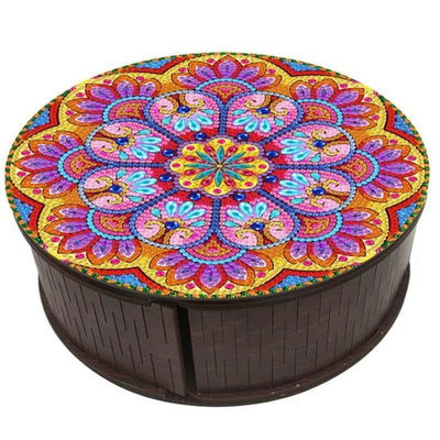 Diamond Painting-Runde Mandala-Schmuckbox mit 4 Fächern-2 - Jetzt bei diamondspainting kaufen