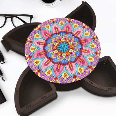 Diamond Painting-Runde Mandala-Schmuckbox mit 4 Fächern - Jetzt bei diamondspainting kaufen