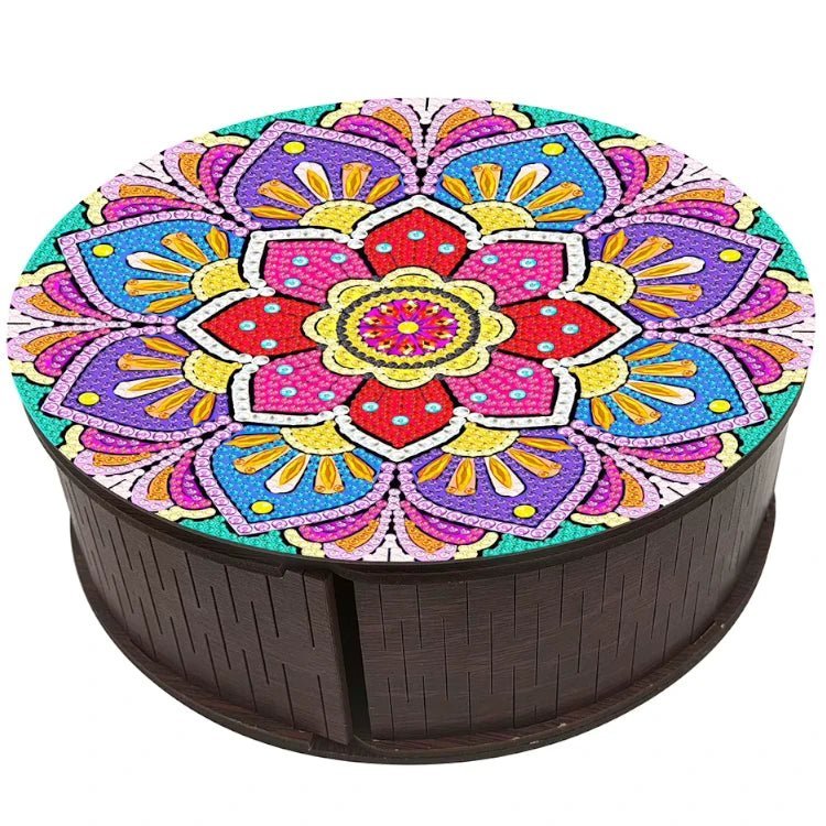 Diamond Painting-Runde Mandala-Schmuckbox mit 4 Fächern - Jetzt bei diamondspainting kaufen