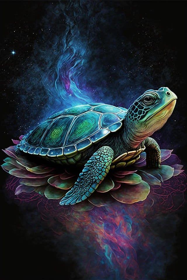 Diamond Painting - Schildkröte auf Lotus - diamondspainting