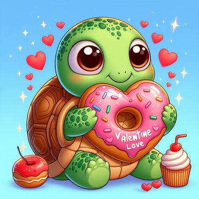 Diamond Painting-Schildkröte, die einen Donut isst - Jetzt bei diamondspainting kaufen