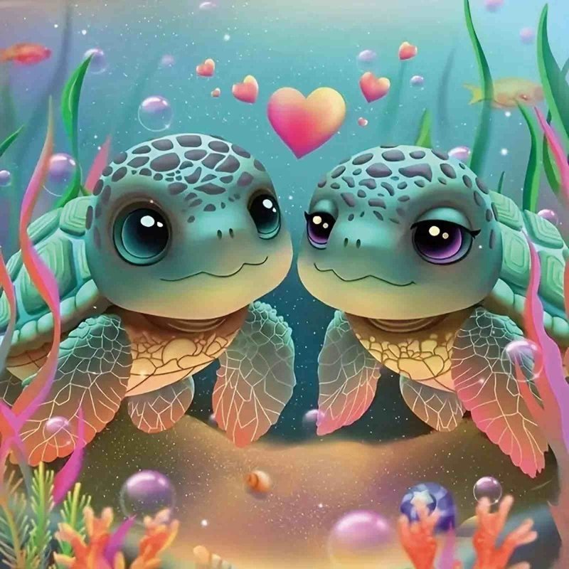 Diamond Painting-Schildkrötenliebe