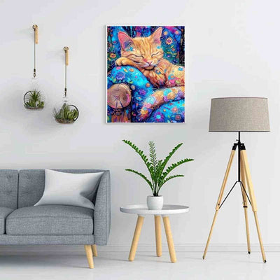 Diamond Painting-Schlafende Katze