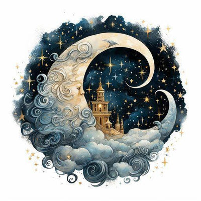 Diamond Painting-Schloss auf dem Mond - Jetzt bei diamondspainting kaufen