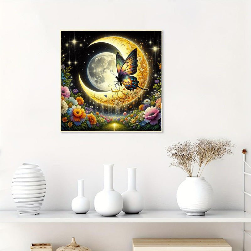 Diamond Painting-Schmetterling auf dem Mond