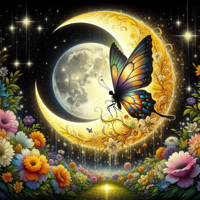 Diamond Painting-Schmetterling auf dem Mond - Jetzt bei diamondspainting kaufen
