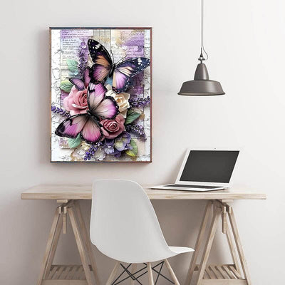 Diamond Painting-Schmetterlinge und Rosen
