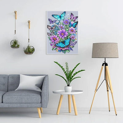 Diamond Painting-Schmetterlinge und Wildblumen