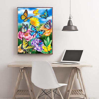 Diamond Painting-Schmetterlingszauber im Blütenparadies
