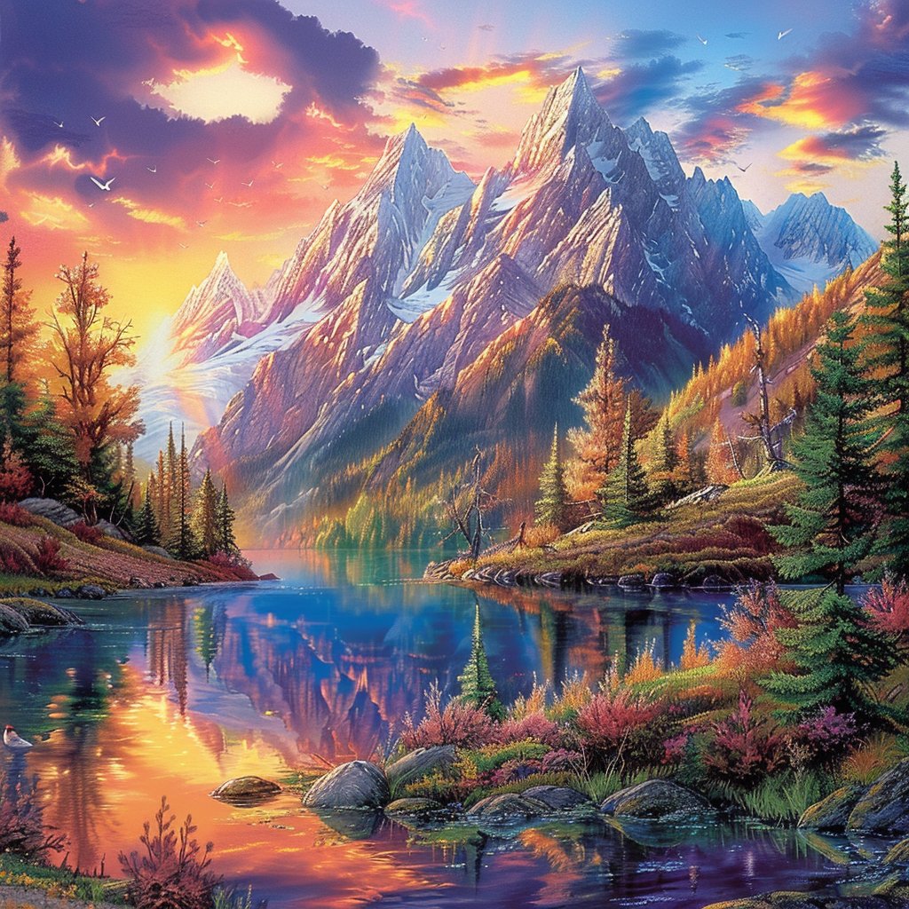 Diamond Painting - Schneebedeckte Berge und See - diamondspainting