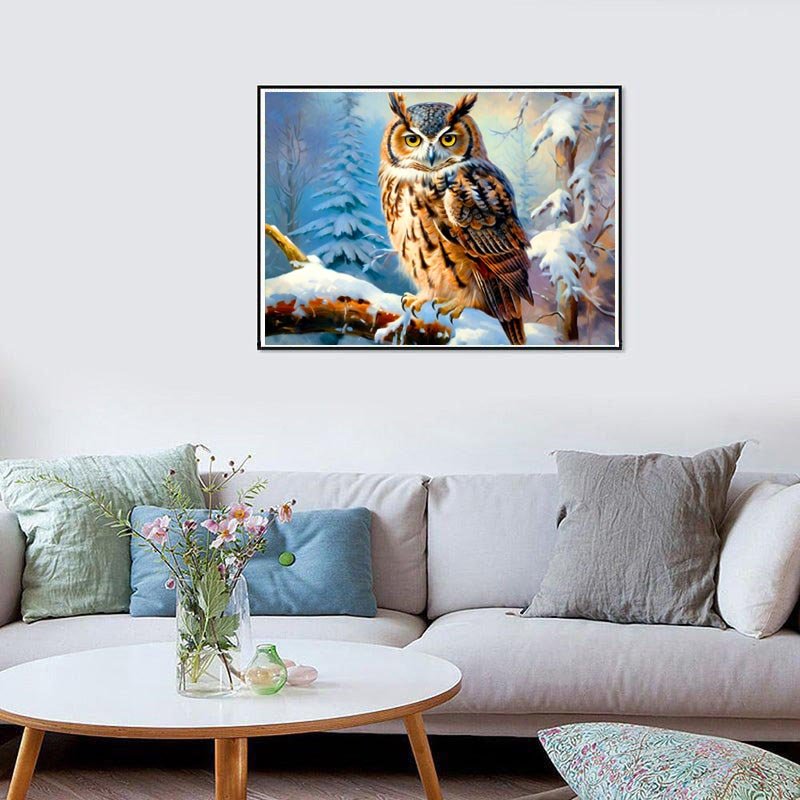 Diamond Painting-Schneeeule auf Ast
