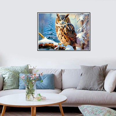 Diamond Painting-Schneeeule auf Ast