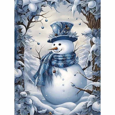 Diamond Painting-Schneemann mit Zylinder und Schal