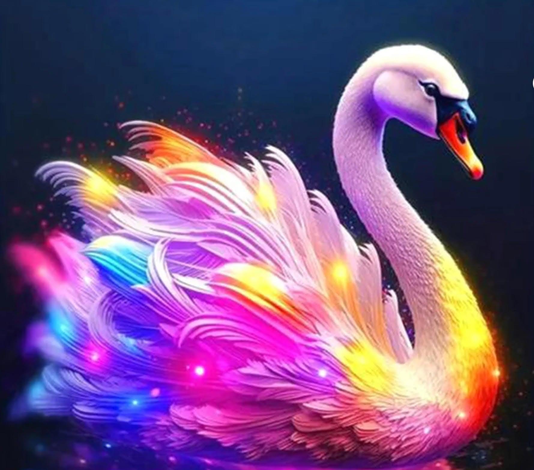 Diamond Painting - Schwan mit bunten Flügeln - diamondspainting