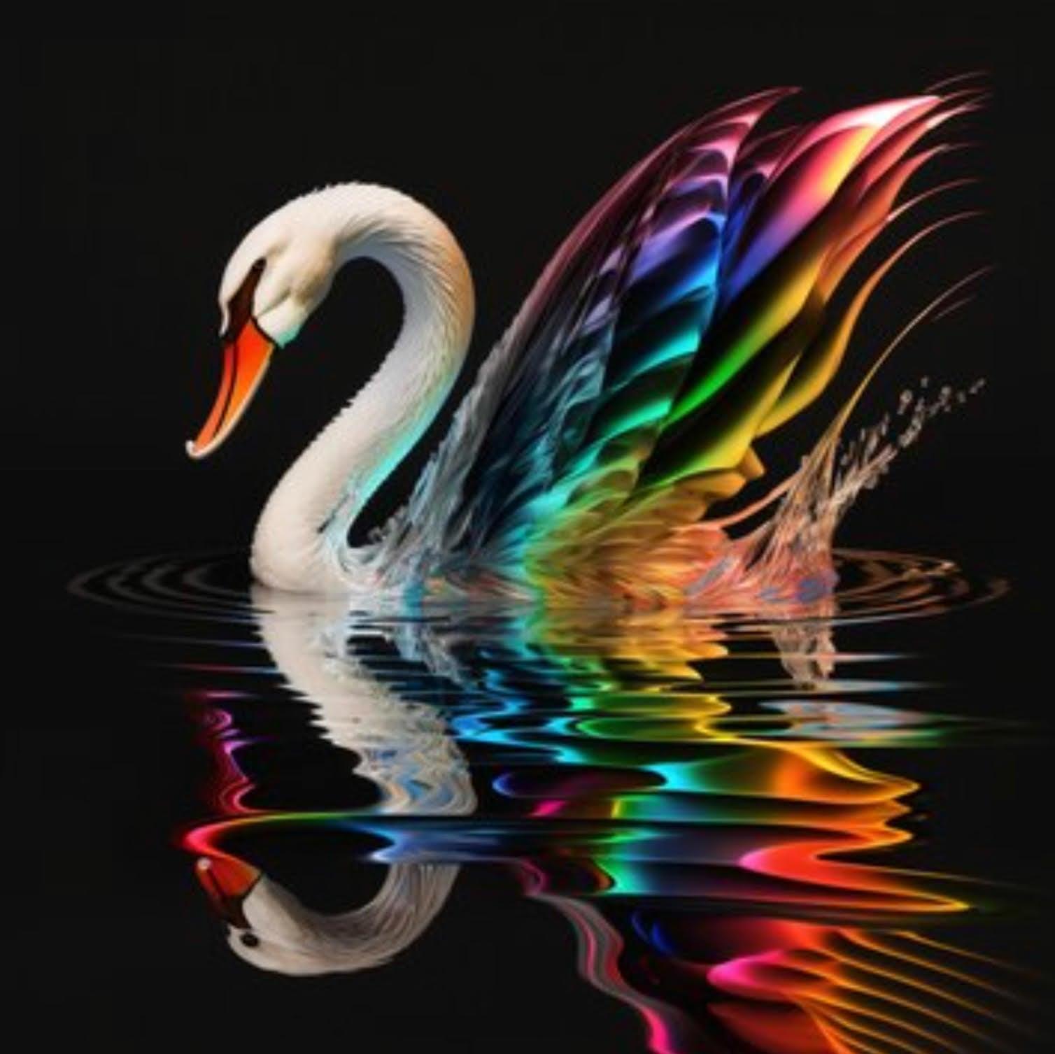 Diamond Painting - Schwan spielt im Wasser - diamondspainting