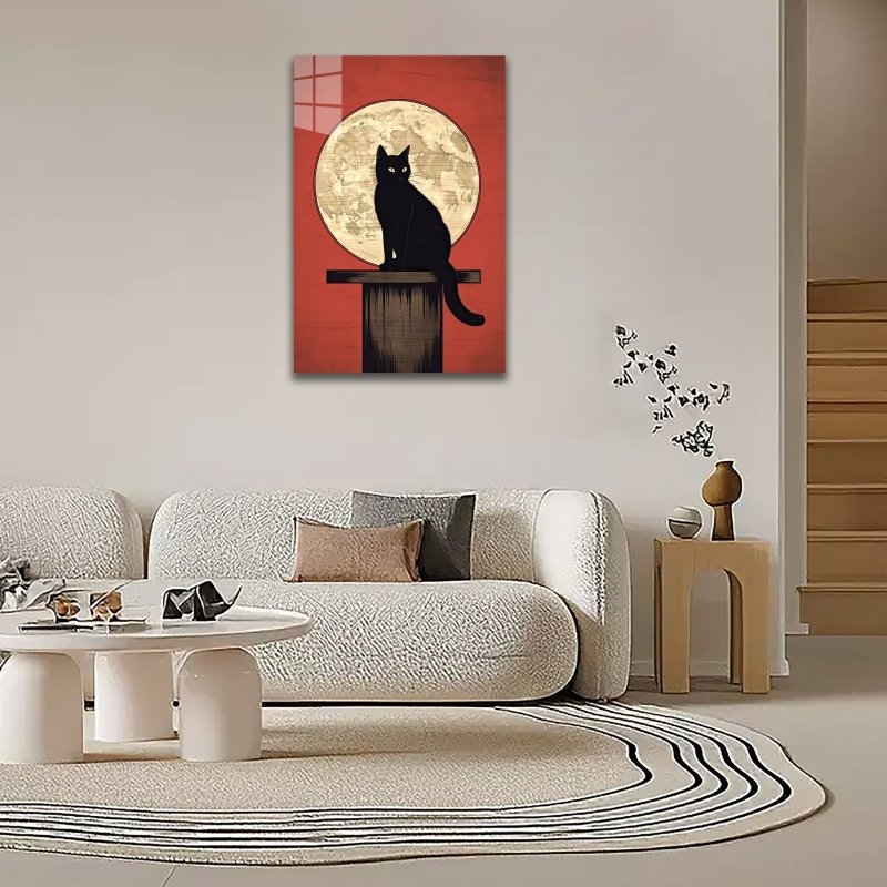 Diamond Painting-Schwarze Katze im Mondlicht